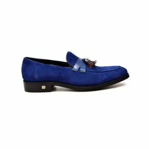 British Walkers Space Men's Navy Blue Suede and Leather Sophisticated Crepe Sole Loafers