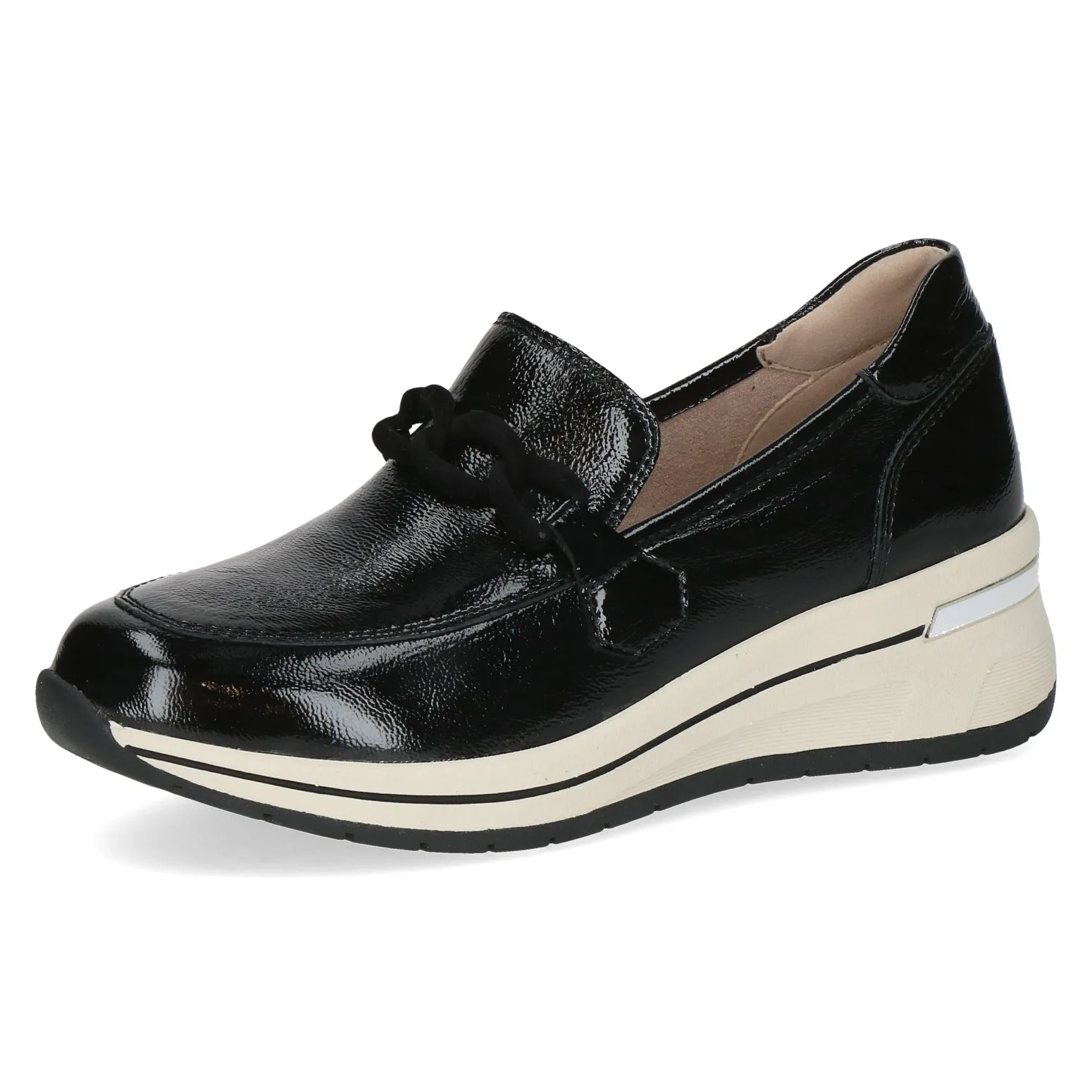 Caprice Sporty Loafer Black Patent Leather H Fit Slip On 24301-017 sale