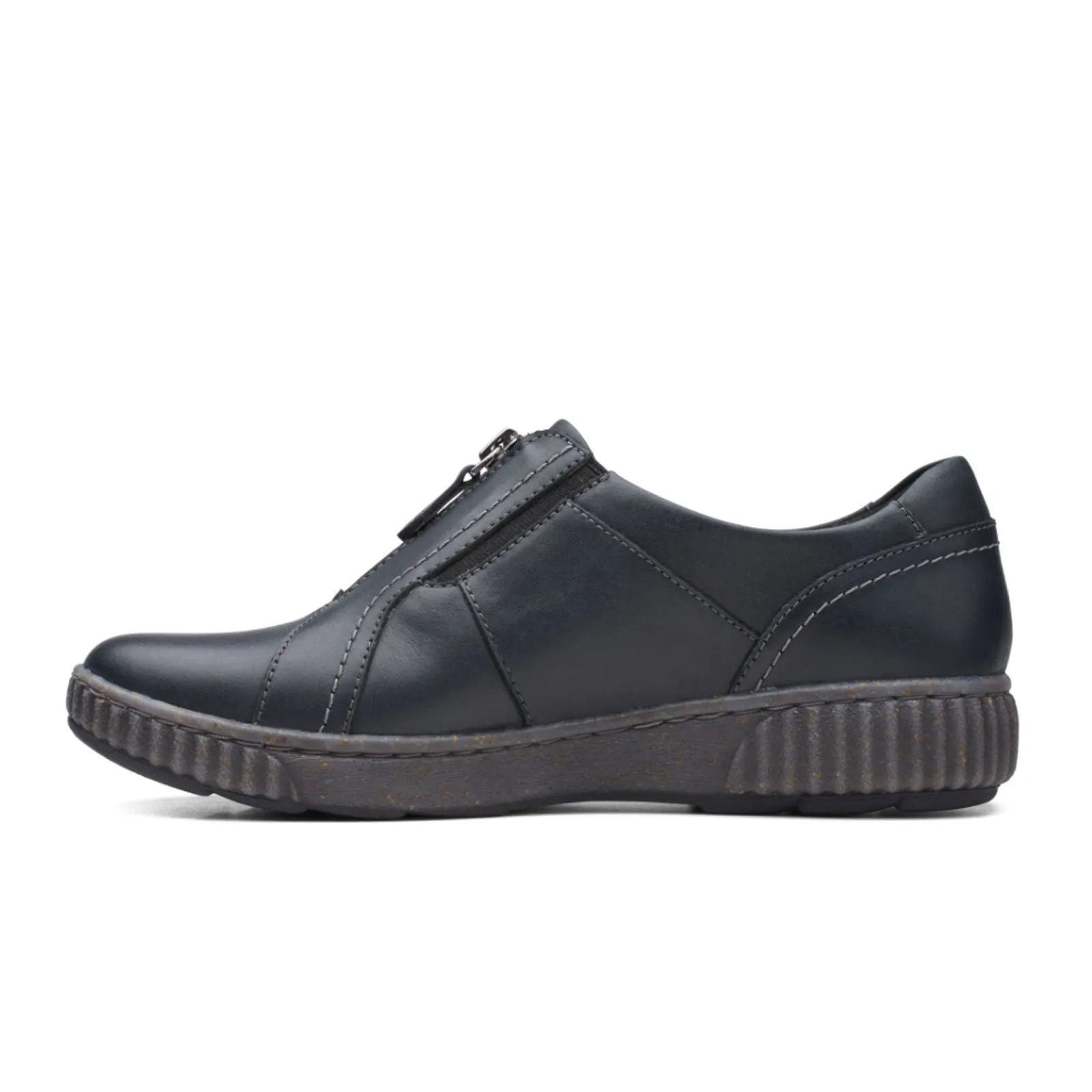 Clarks Magnolia Zip Slip On (Women) - Black Leather