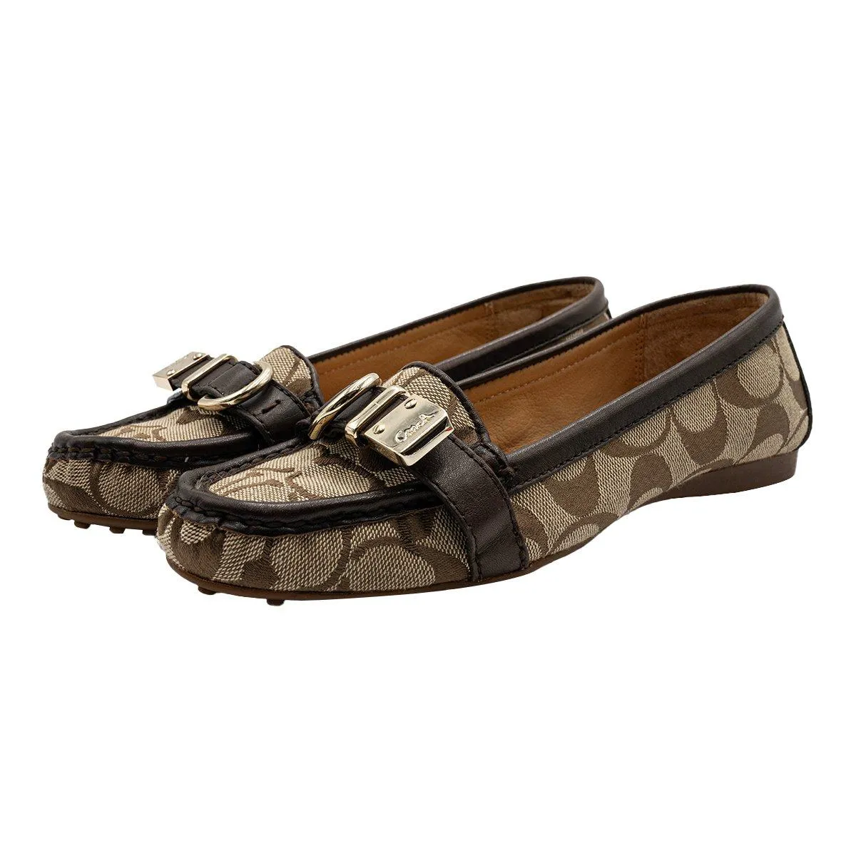 Coach Flores Casual Loafers Fabric Brown Colour For Women