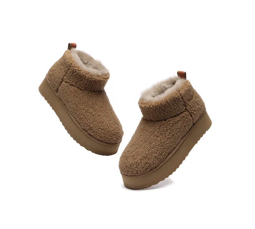 EVERAU® UGG Boots Sheepskin Wool Plush Ankle Ultra Platform Teddycozy