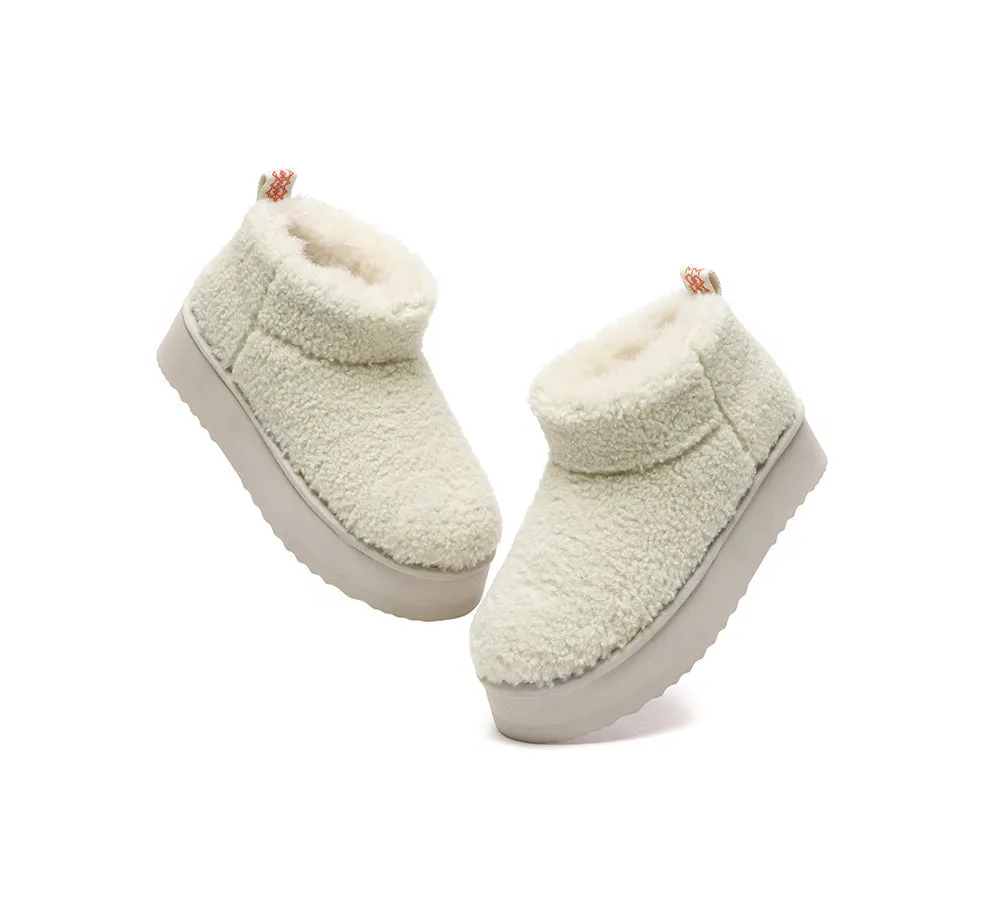 EVERAU® UGG Boots Sheepskin Wool Plush Ankle Ultra Platform Teddycozy