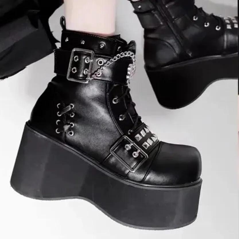 Funki Buys | Boots | Women's Gothic Platform Cosplay Wedges