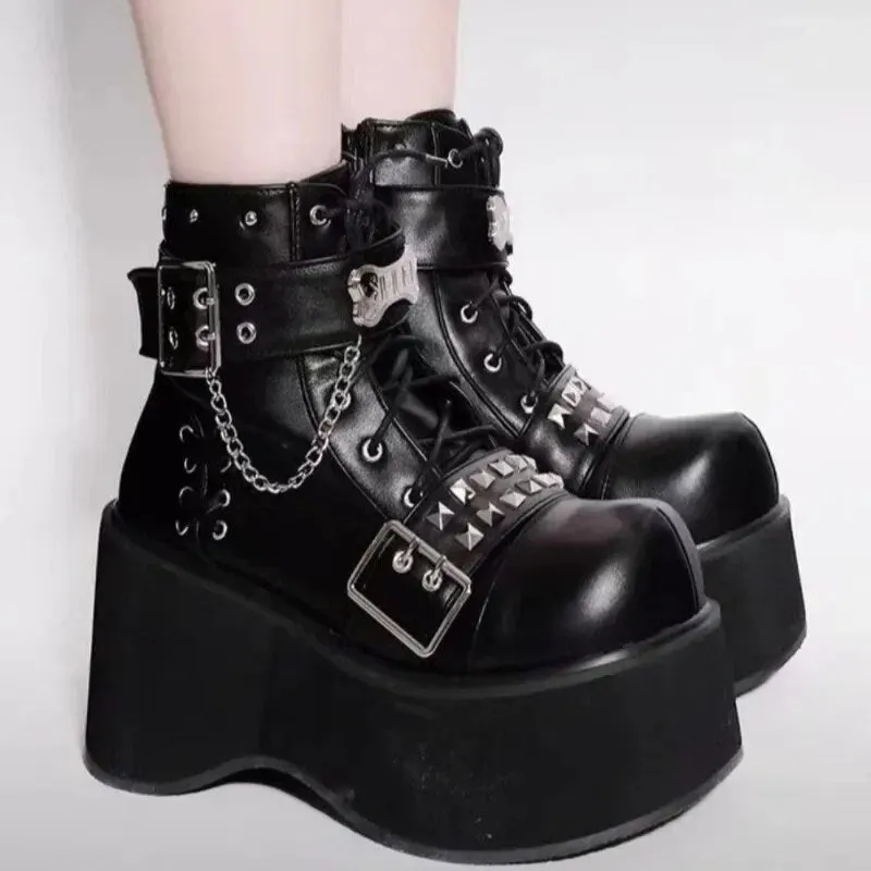 Funki Buys | Boots | Women's Gothic Platform Cosplay Wedges