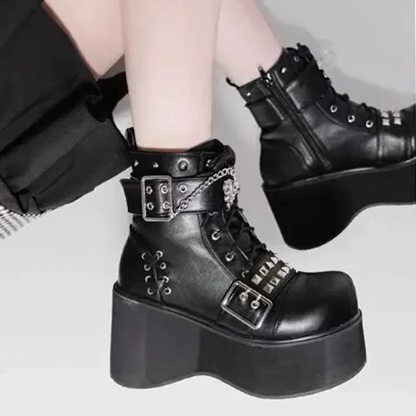 Funki Buys | Boots | Women's Gothic Platform Cosplay Wedges