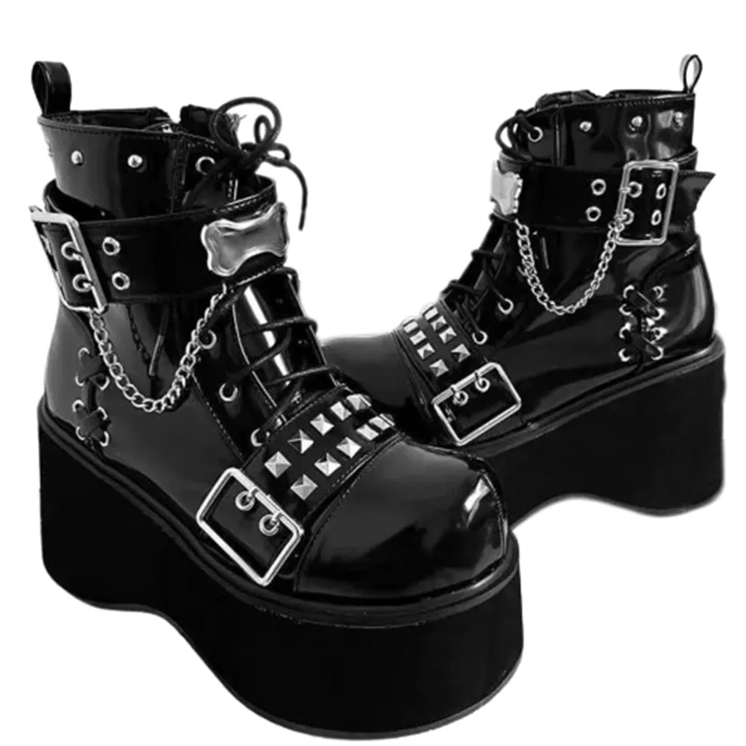 Funki Buys | Boots | Women's Gothic Platform Cosplay Wedges