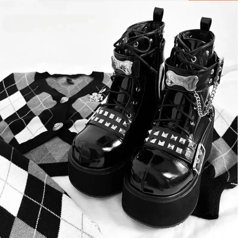 Funki Buys | Boots | Women's Gothic Platform Cosplay Wedges