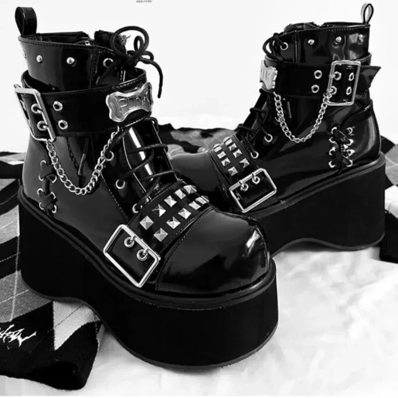 Funki Buys | Boots | Women's Gothic Platform Cosplay Wedges