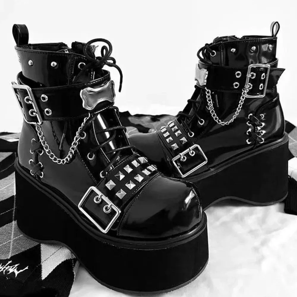 Funki Buys | Boots | Women's Gothic Platform Cosplay Wedges