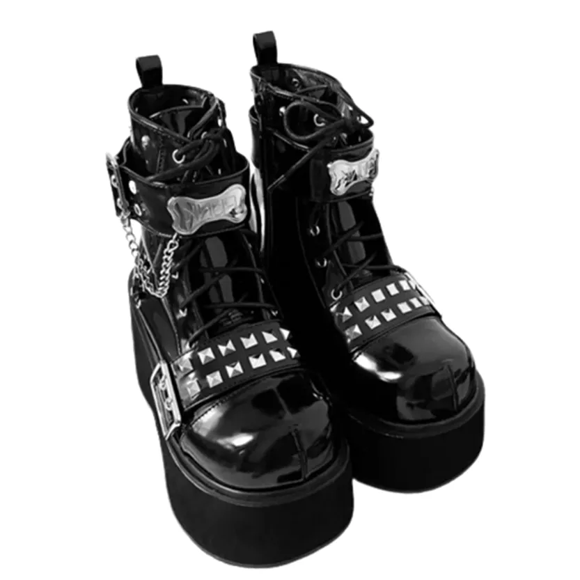 Funki Buys | Boots | Women's Gothic Platform Cosplay Wedges