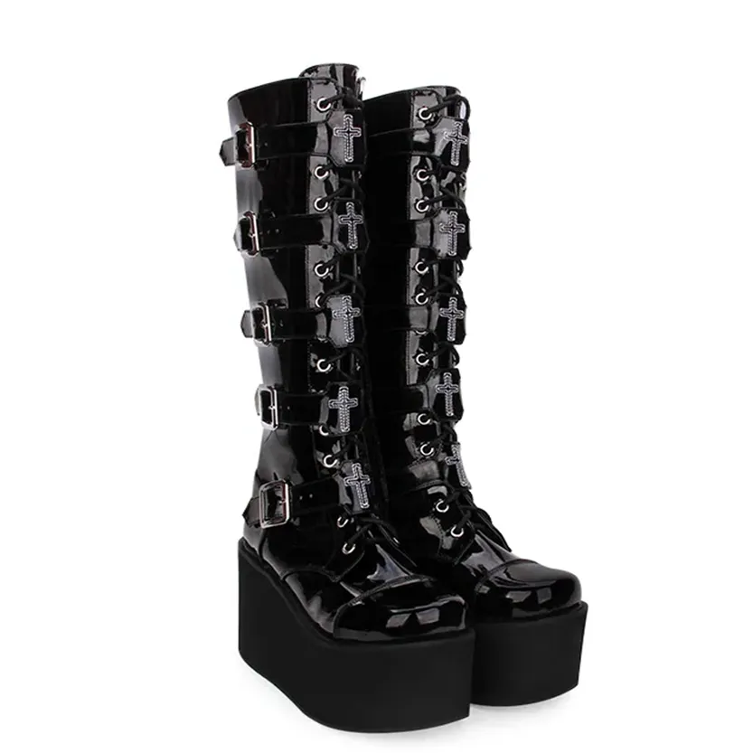 Funki Buys | Boots | Women's Gothic Punk Cross Platform Boots