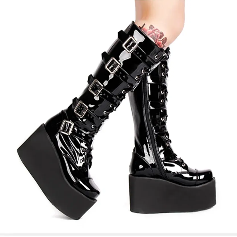 Funki Buys | Boots | Women's Gothic Punk Cross Platform Boots