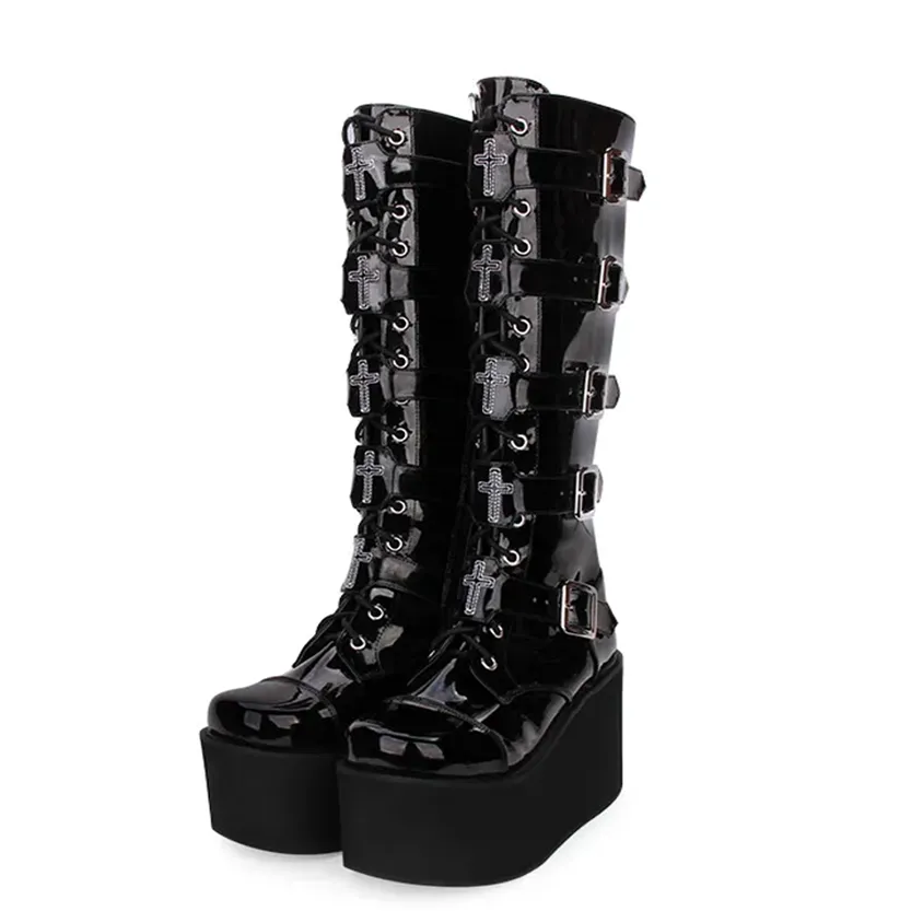 Funki Buys | Boots | Women's Gothic Punk Cross Platform Boots