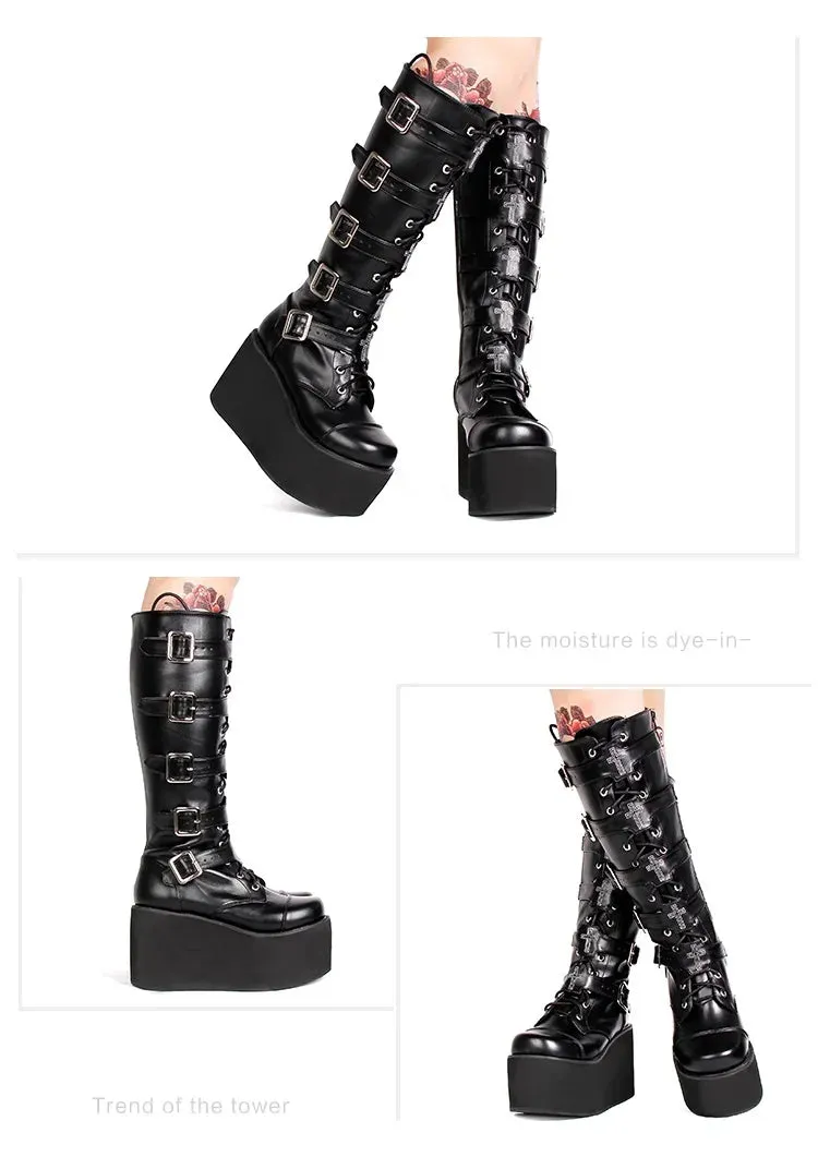 Funki Buys | Boots | Women's Gothic Punk Cross Platform Boots