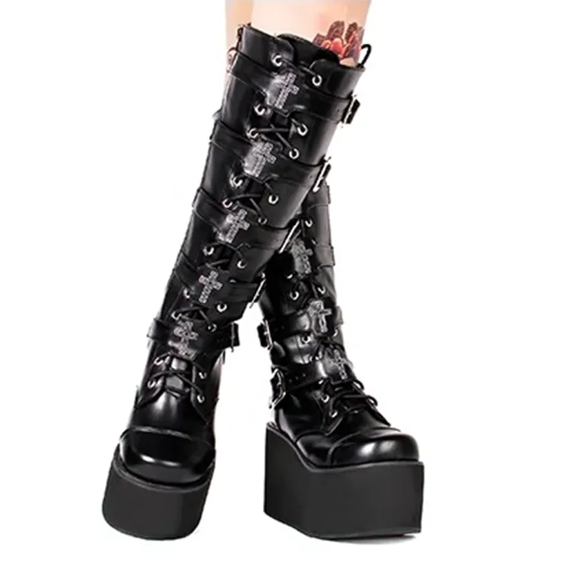 Funki Buys | Boots | Women's Gothic Punk Cross Platform Boots