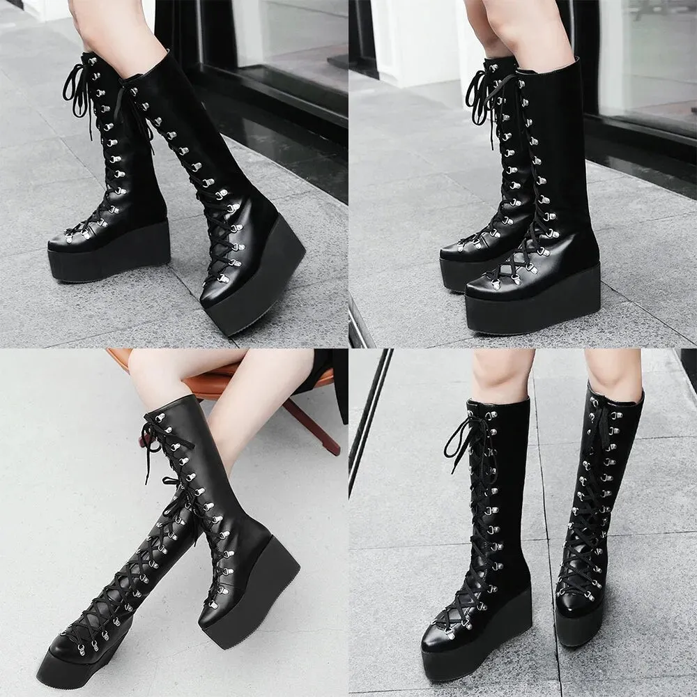 Funki Buys | Boots | Women's High Luxury Gothic Platform Boots