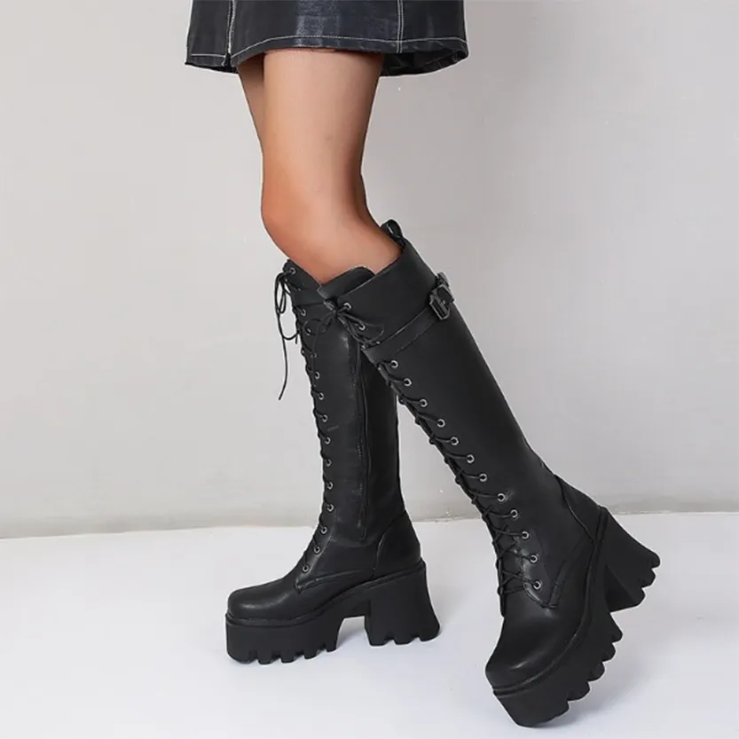 Funki Buys | Boots | Women's Lace Up Chunky Platform Boots