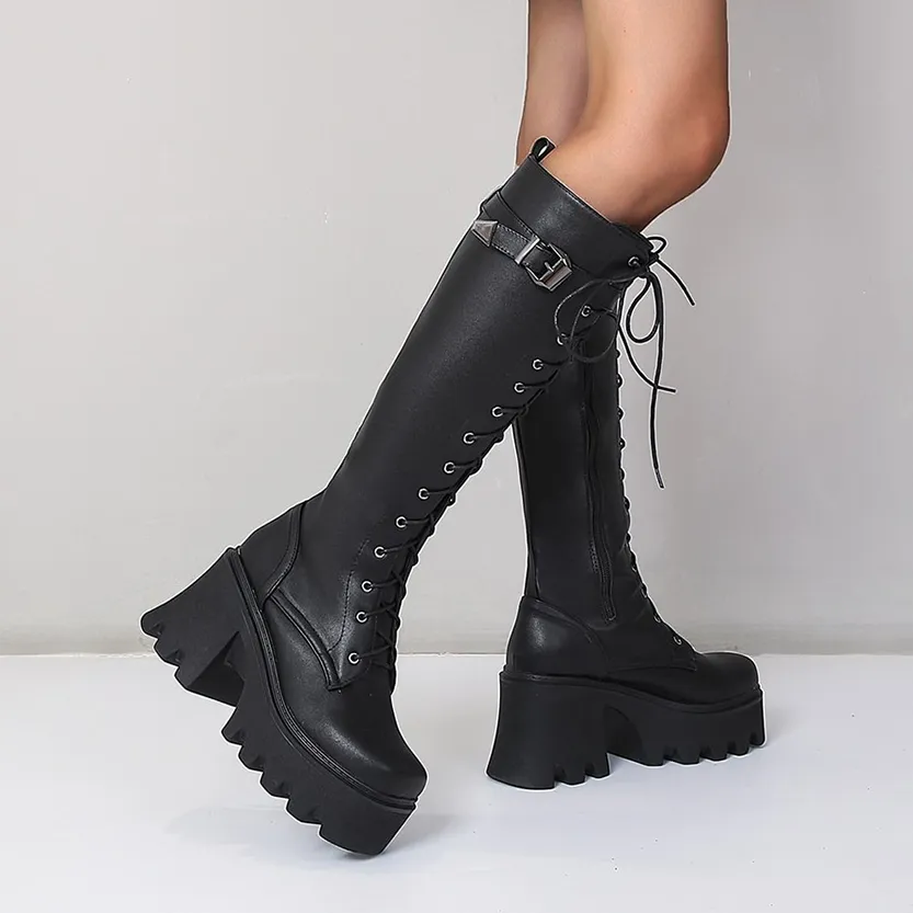 Funki Buys | Boots | Women's Lace Up Chunky Platform Boots