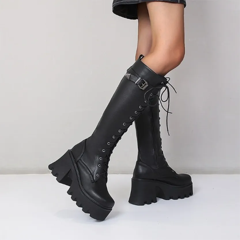 Funki Buys | Boots | Women's Lace Up Chunky Platform Boots