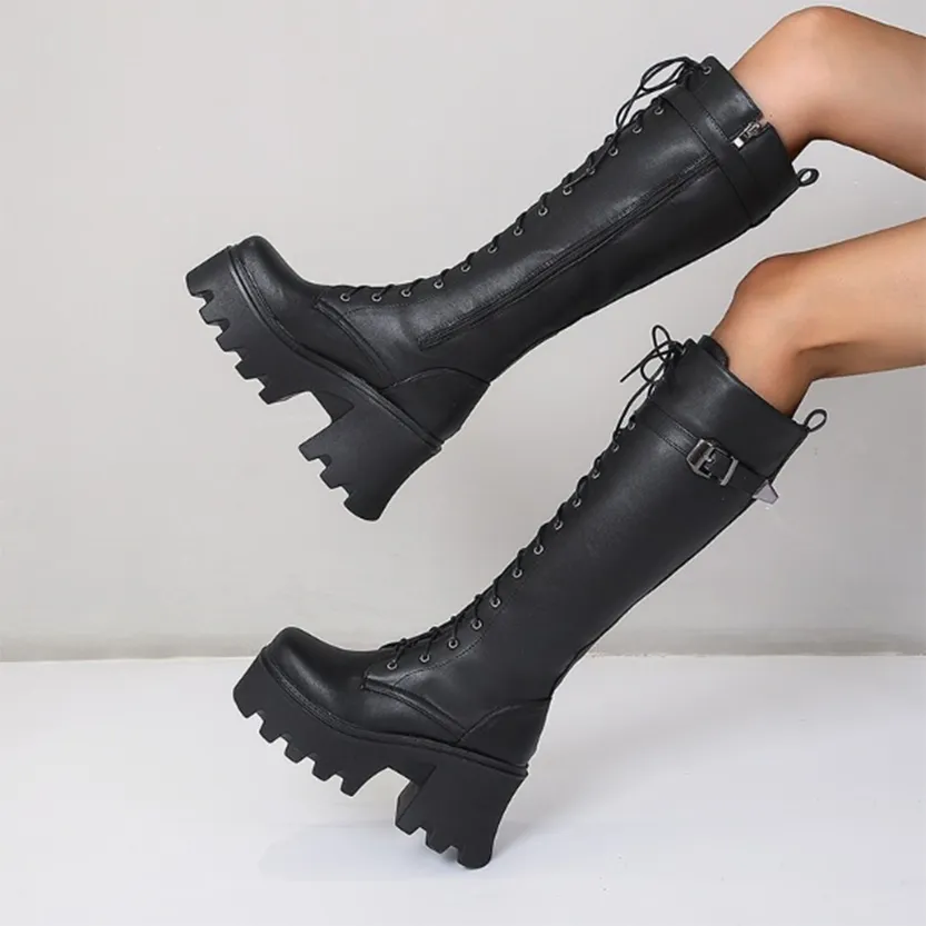 Funki Buys | Boots | Women's Lace Up Chunky Platform Boots