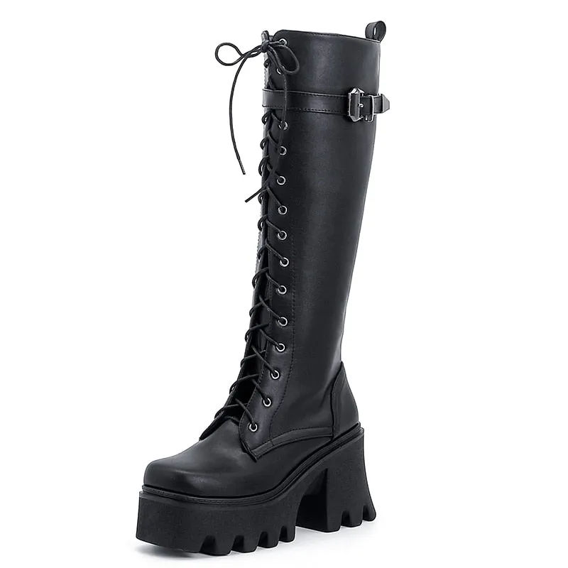 Funki Buys | Boots | Women's Lace Up Chunky Platform Boots