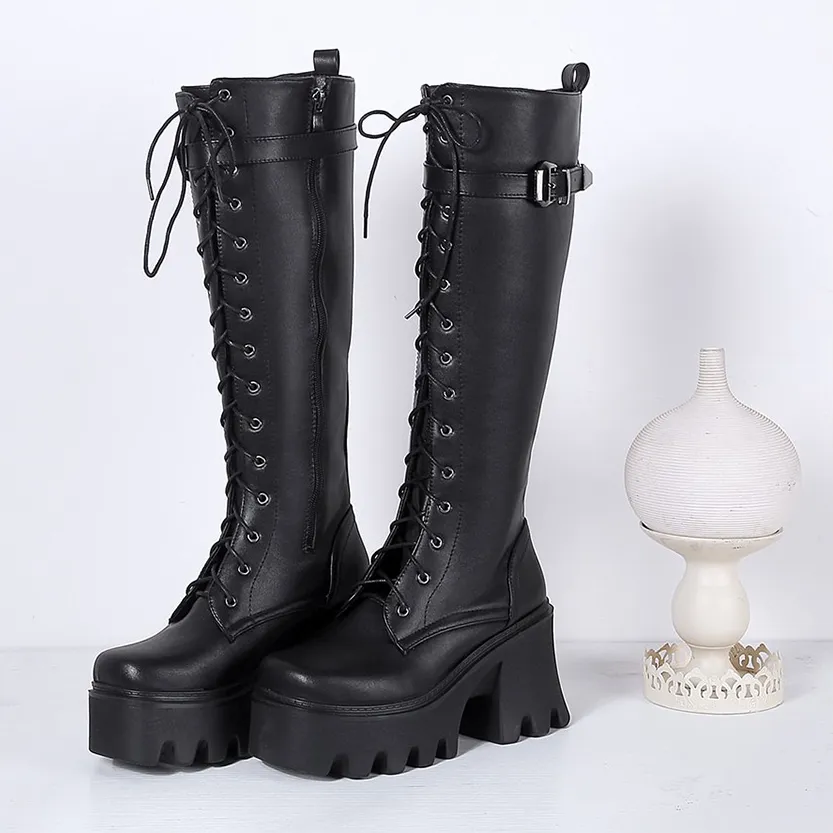 Funki Buys | Boots | Women's Lace Up Chunky Platform Boots