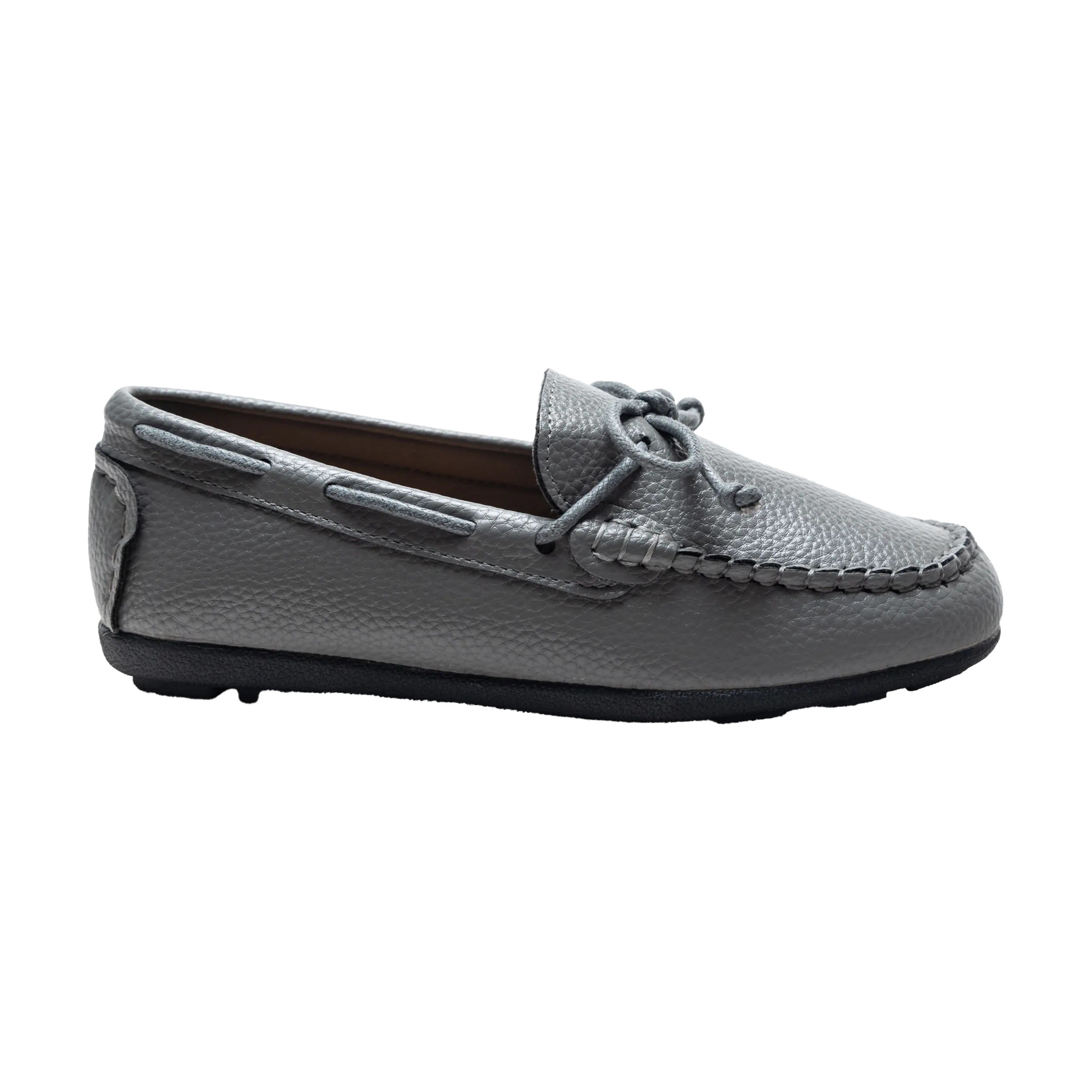 Gray Faux Leather Laced Loafers