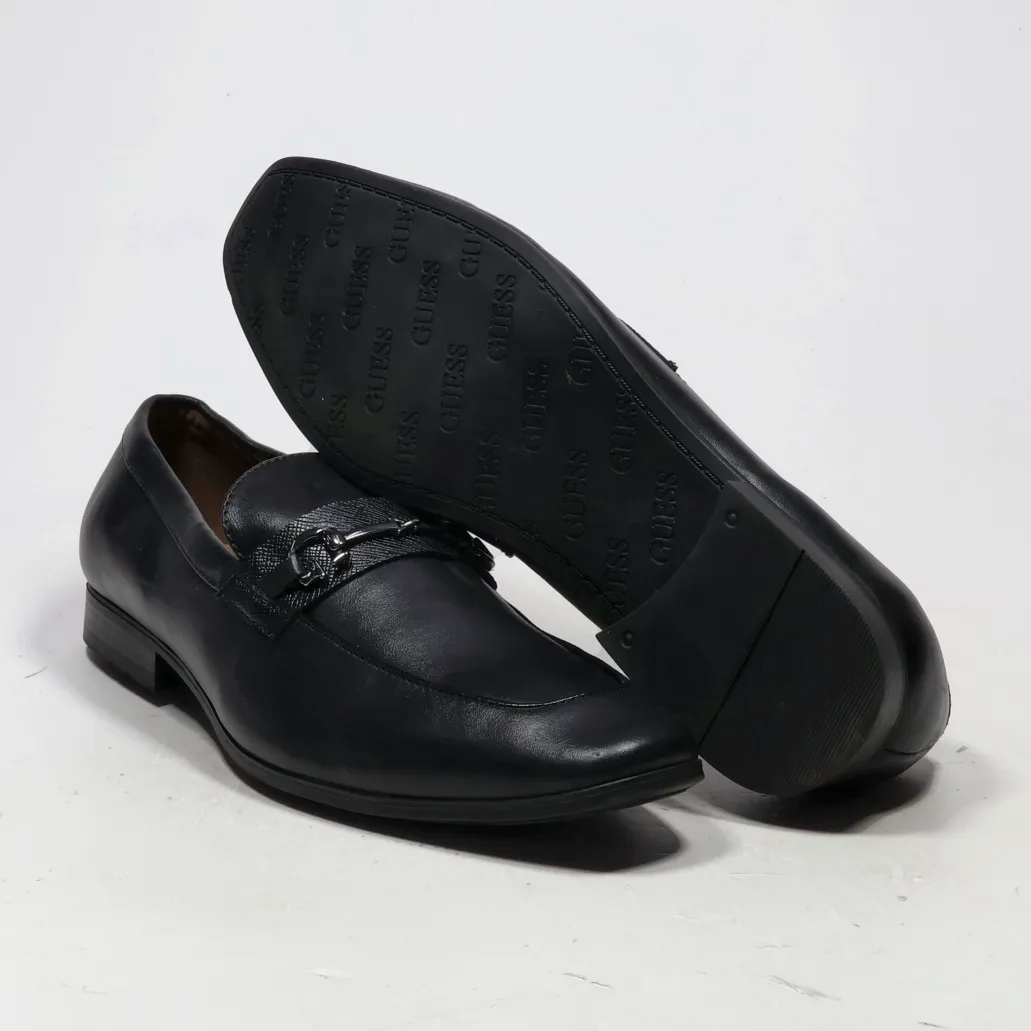 Guess Formal Slip Ons Leather Black Colour For Men