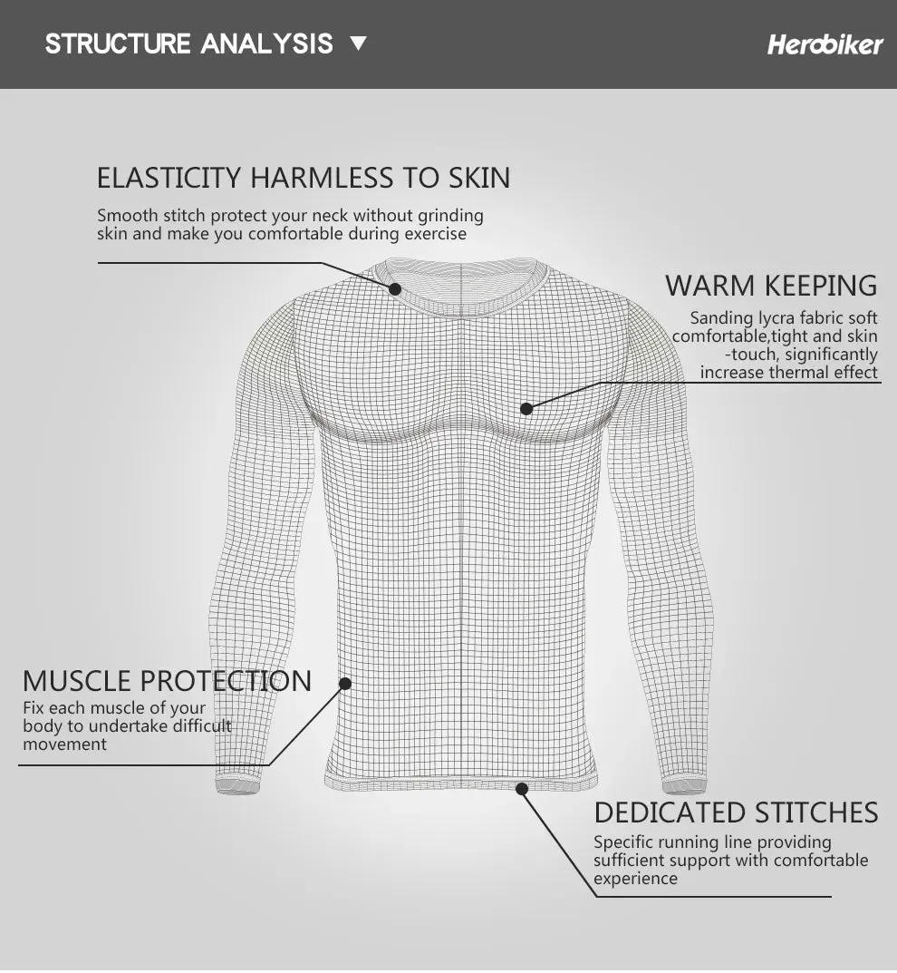 HEROBIKER Men's Thermal Underwear Sets Outdoor Sports Hot-Dry Winter Warm Thermo Underwear Bicycle Skiing Long Johns Base Layers