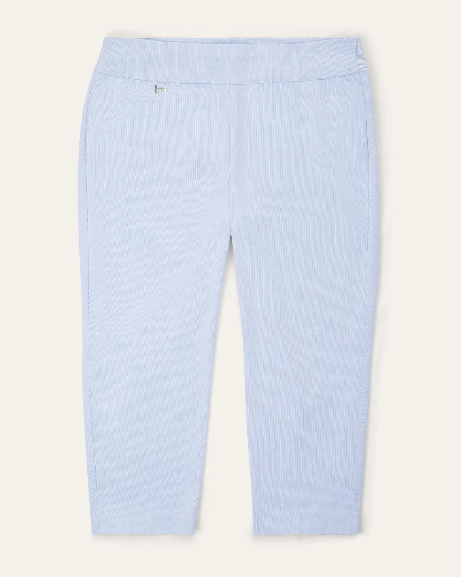 Jayla Seersucker Cropped Work Pant | Light Blue / White