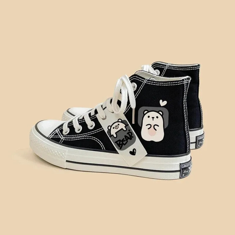 Loving Polar Bear High Top Canvas Shoes - Unisex