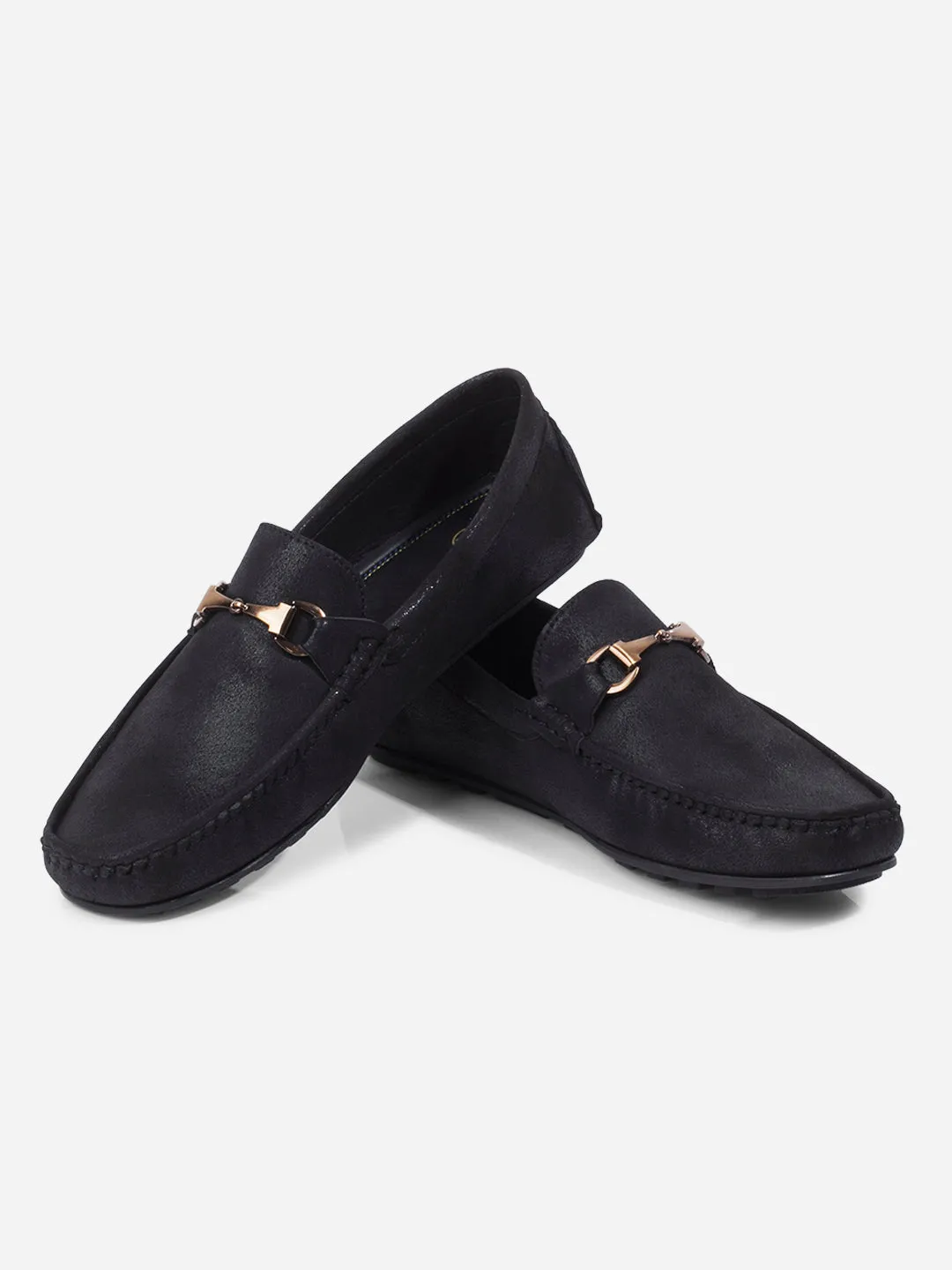 Men's Black Moc Toe Buckle Loafer (IX4115)