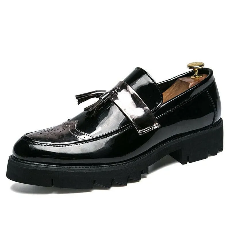 Men's British Style Casual Faux Leather Brogue Loafer Shoes