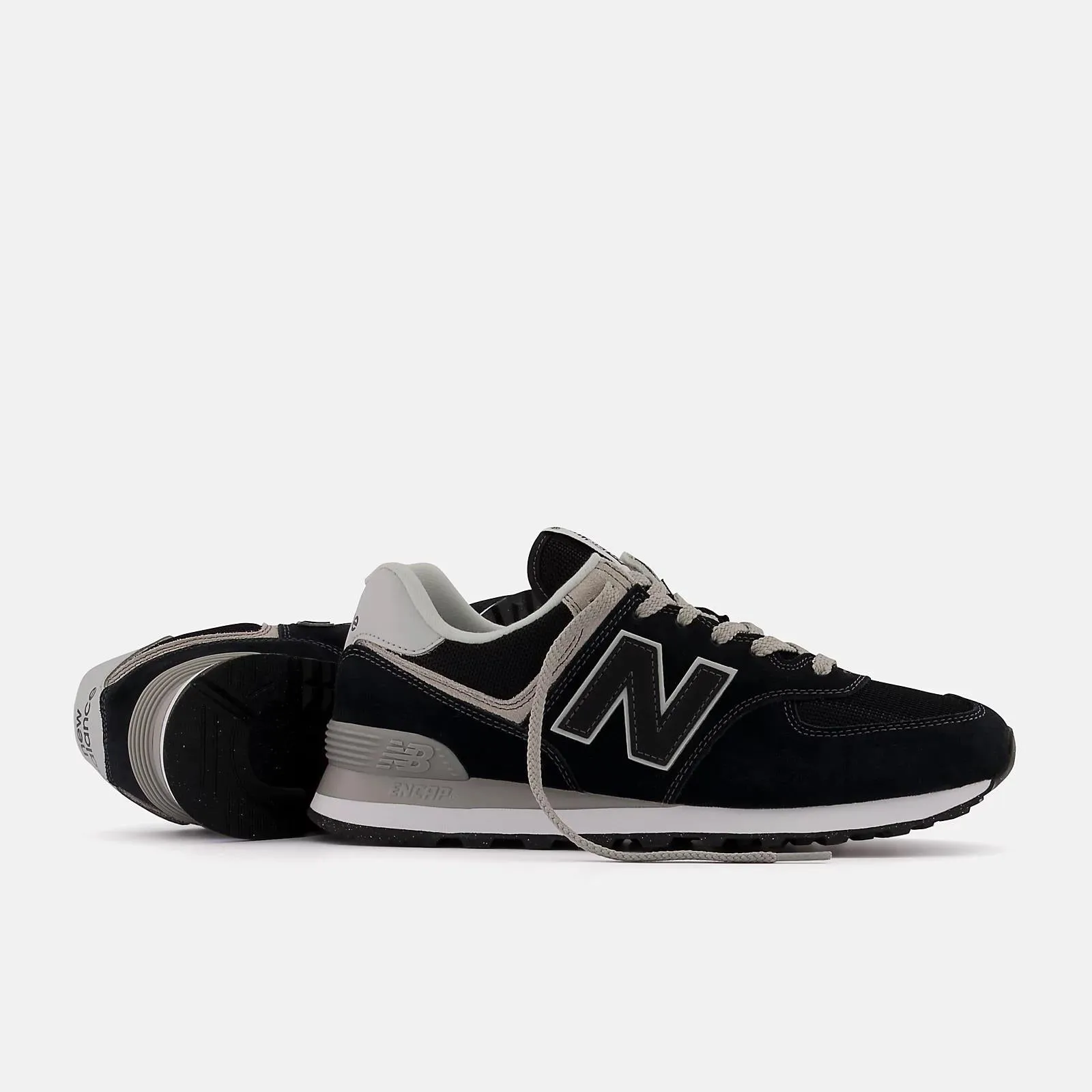 Men's Wide Fit New Balance  ML574EVB Running Trainers - Exclusive - Black/White ENCAP