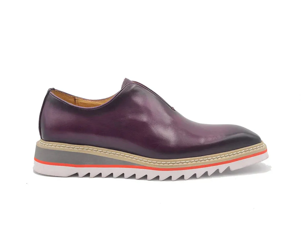 Purple Carrucci Men's Shoes Laceless Slip-On Loafer with Contrast Color Style No: K55S0-08