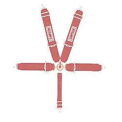 Simpson 5-Point Camlock Harness - 55" Bolt-In Seat Belt Pull Down - Individual Harness Bolt-In - Red