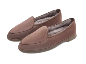 Stride Loafers in Deep Taupe Glove Suede with Shearling Lining