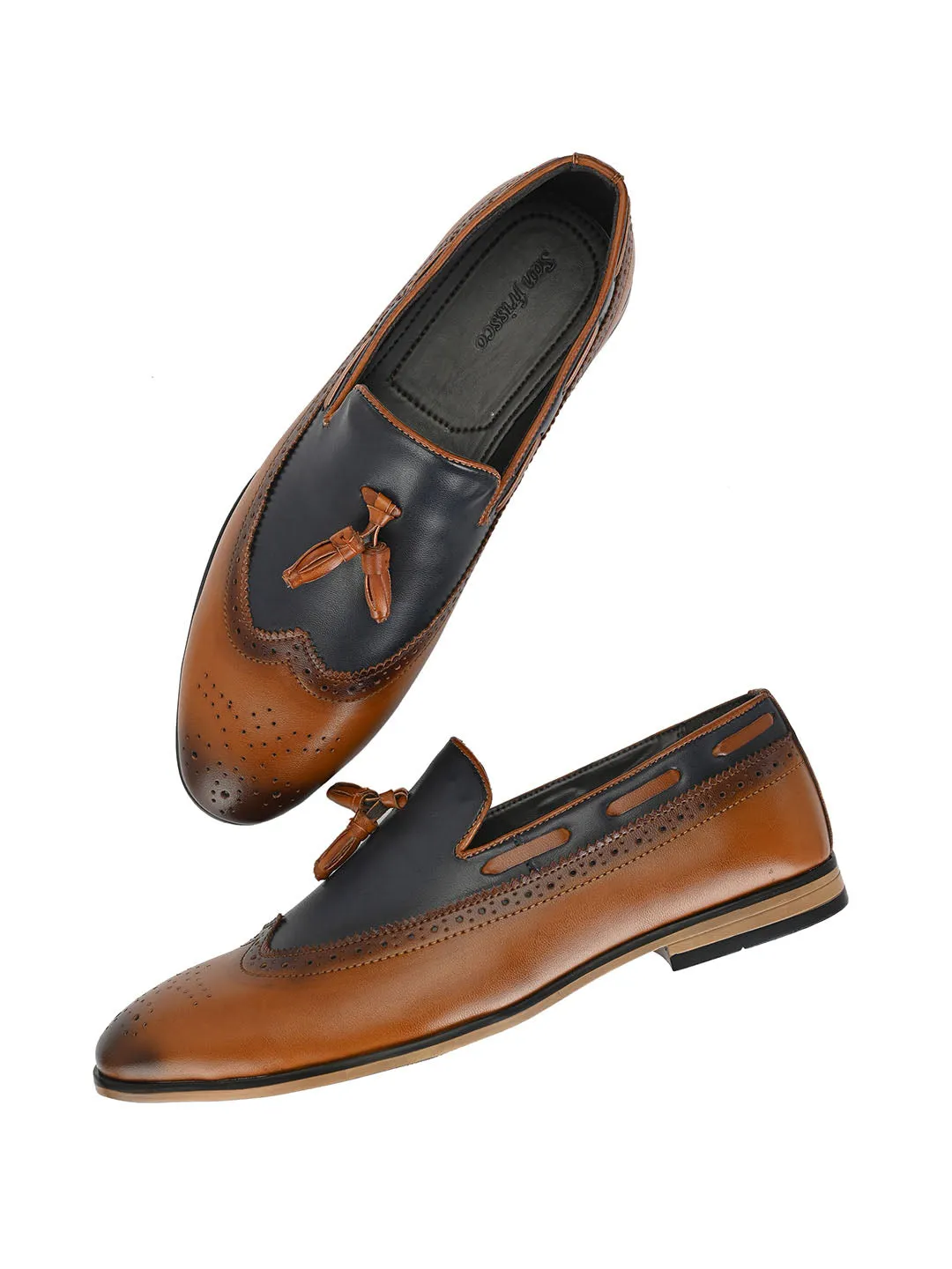 Tan Cap-Toe Tassel Loafers