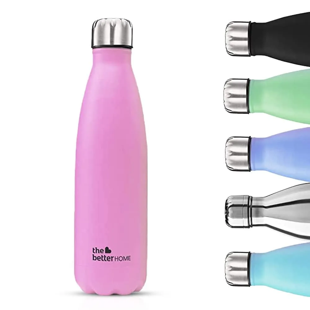 The Better Home Insulated Bottle | Doubled Wall 304 Stainless Steel | Stays Hot for 18 Hrs & Cold for 24 Hrs | Leakproof | Insulated Water Bottles for Office, Camping, Travel (500 ml, Pink)