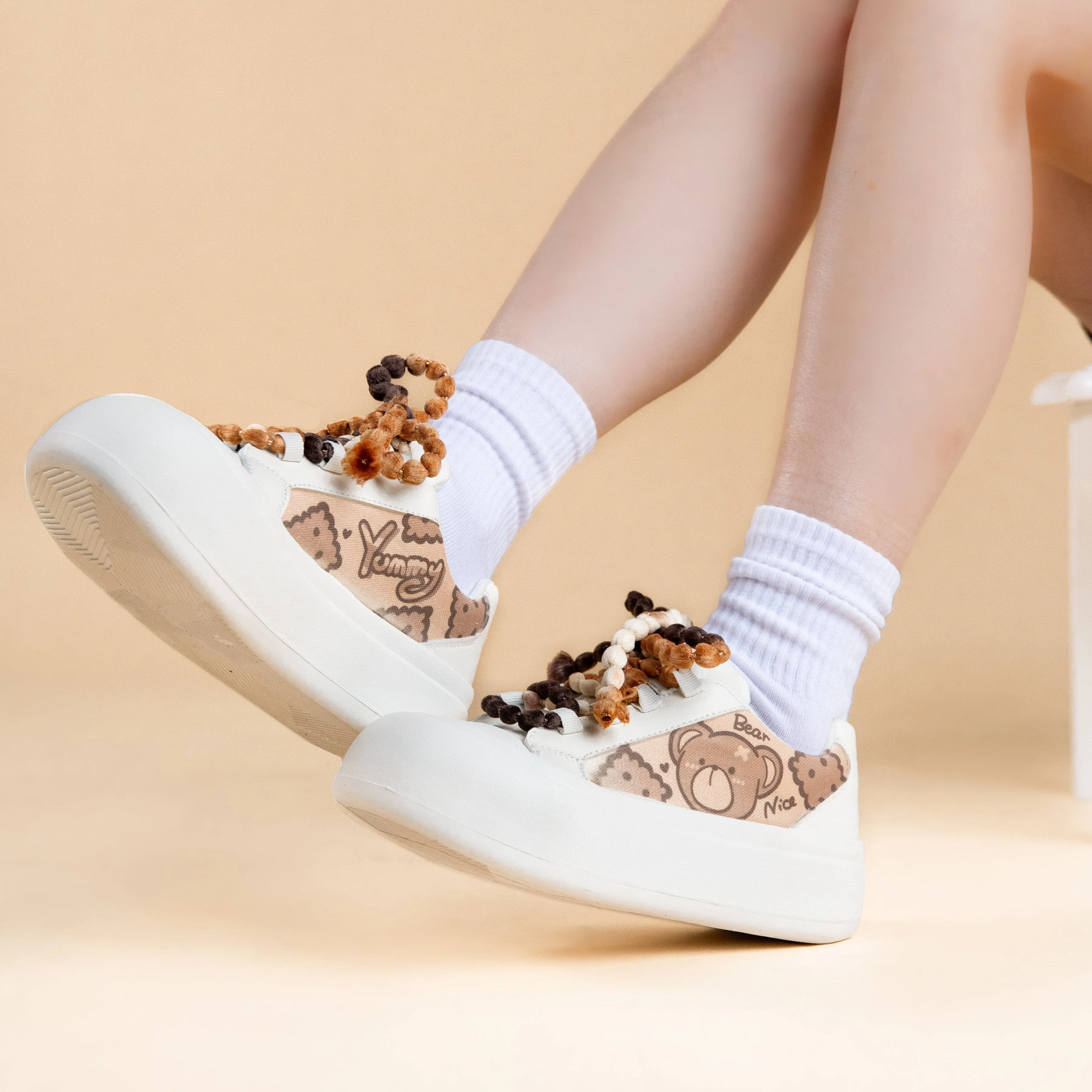 Ultra Chunky Sole Brown Bear Casual Sneakers - Women's