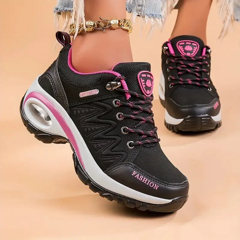 Women's Air Cushion Walking Shoes Waterproof Non Slip Height Increasing Sports Shoes